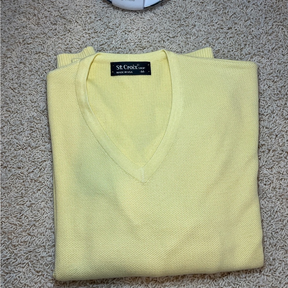 St. Croix Men's V-Neck Sweater in Soft Yellow